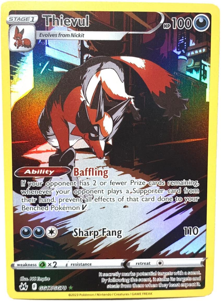 Pokemon - Thievul GG17/GG70 - Crown Zenith - Galarian Gallery - Holo Rare Card