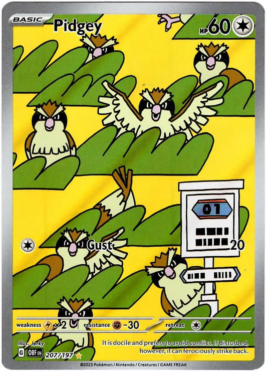 Pokemon - Pidgey 207/197 - Obsidian Flames - Illustration Rare - Holo Foil Full Art