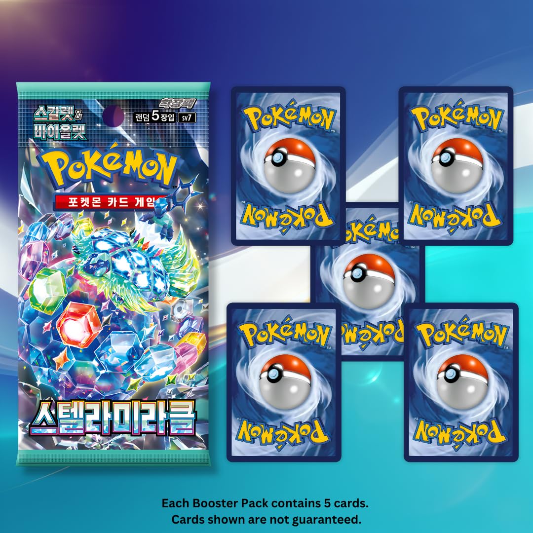 Stellar Crown Stellar Miracle Korean 5 Booster Packs | TCYM Authenticated | Korean Pokemon Cards | Pokemon Stellar Crown Booster Packs | Pokémon Scarlet and Violet
