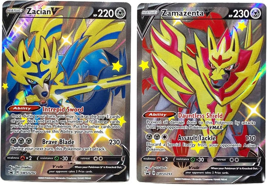 Zacian V & Zamazenta V - Pokemon Black Star Promo Card Lot - SWSH292 & SWSH293 - Shiny Vault Full Art Card