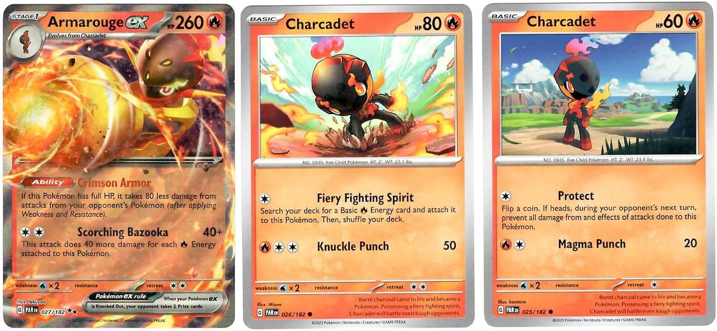 Armarouge ex 027/182 - Paradox Rift - Double Rare - Pokemon 3 Card Lot