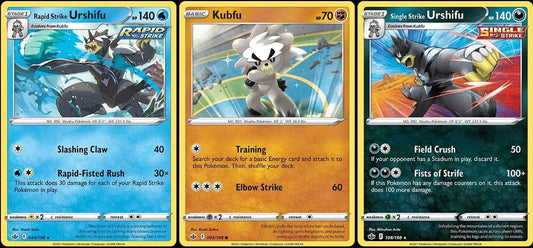 Rapid Strike Urshifu 044/198 & Single Strike Urshifu 108/198 - Chilling Reign - Pokemon Evolution 3 Card Lot