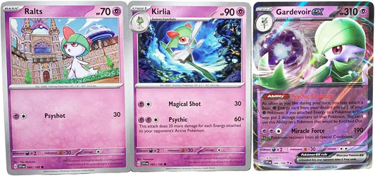 Gardevoir ex 086/198 Holo - Scarlet & Violet - Pokemon Evolution 3 Card Lot - Ralts & Kirlia