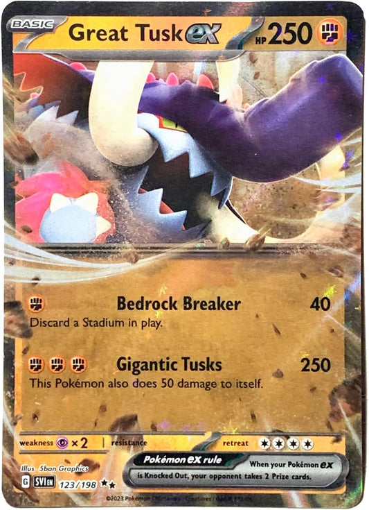 Pokemon - Great Tusk ex 123/198 - Scarlet & Violet - Double Rare - Holo Full Art