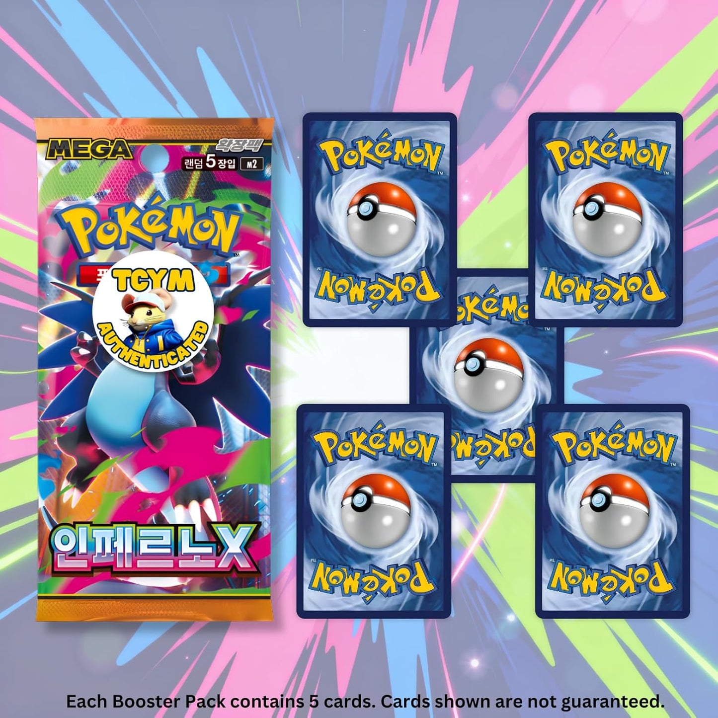 Phantasmal Flames Inferno X Korean 5 Booster Packs | TCYM Authenticated | Korean Pokemon Cards | Pokemon Phantasmal Flames Booster Packs | Pokémon Mega Series