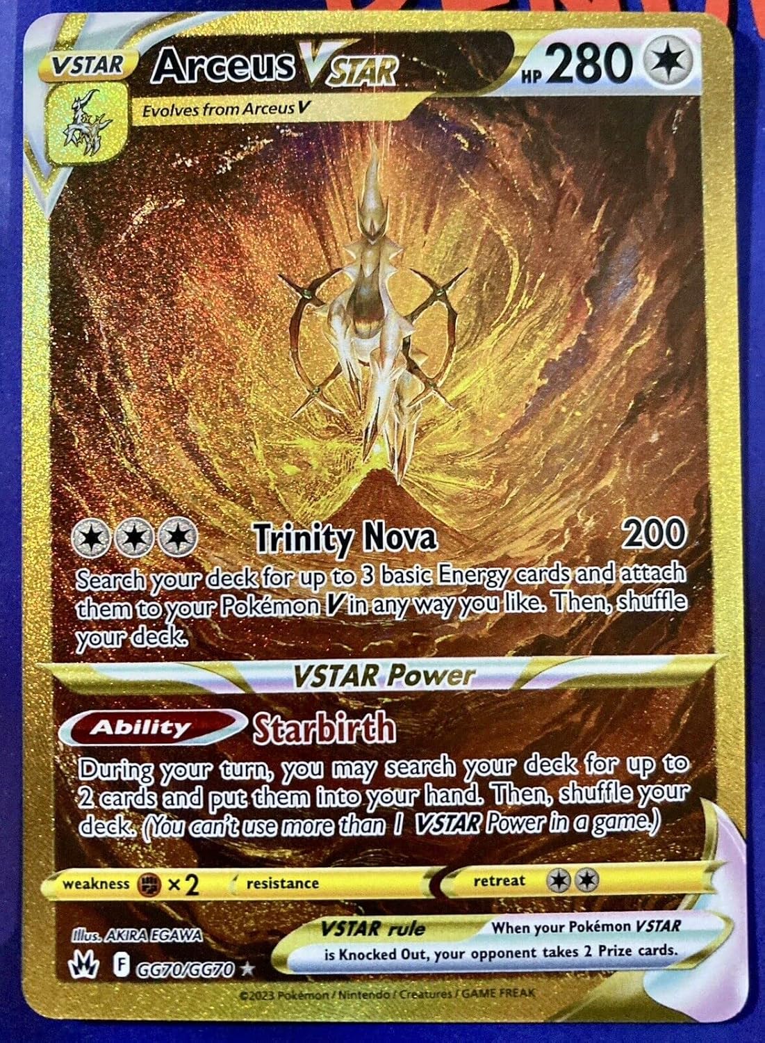 Pokemon - Arceus VSTAR GG70/GG70 - Crown Zenith - Galarian Gallery -Secret Rare - Gold Card