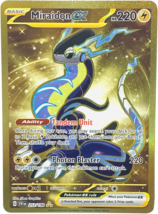Pokemon - Miraidon ex 253/198 - Scarlet & Violet - Secret Rare - Gold Holo Foil