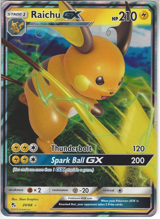 Pokémon Raichu GX 20/68 Ultra Rare Holo Hidden Fates Trading Card