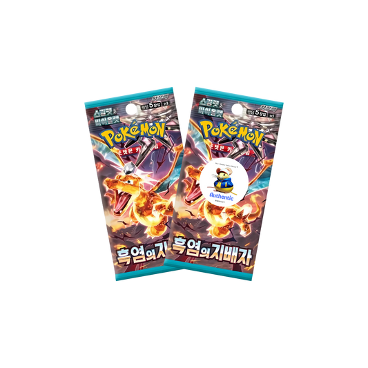 Pokemon Black Flame TCG Korean Booster Packs | 2 x Authentic Pokemon Cards Pack | Korean Version of Pokemon Obsidian Flames Booster Packs | TYCM Authentication | Collectible Pokémon TCG Gift