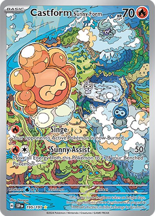 Castform Sunny Form Illustration Rare 195/191 Surging Sparks