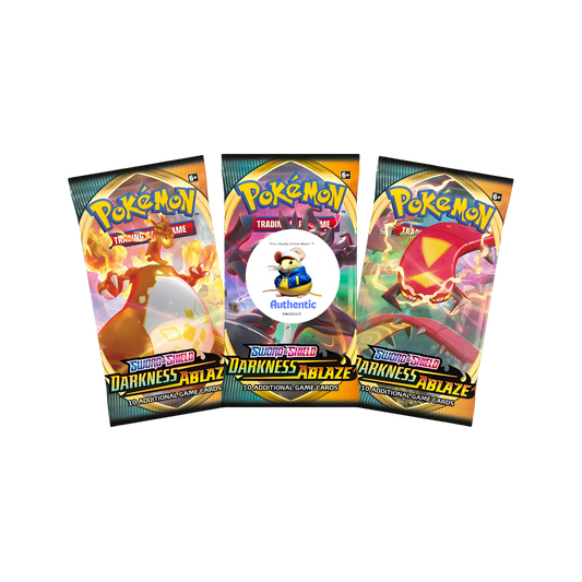 Darkness Ablaze Pokemon Booster Packs Triple Pack | TCG Trading Cards | 3 x Darkness Ablaze Stars Booster Packs | TCYM Authentication | 3 Pokemon Card Packets from Booster Box |
