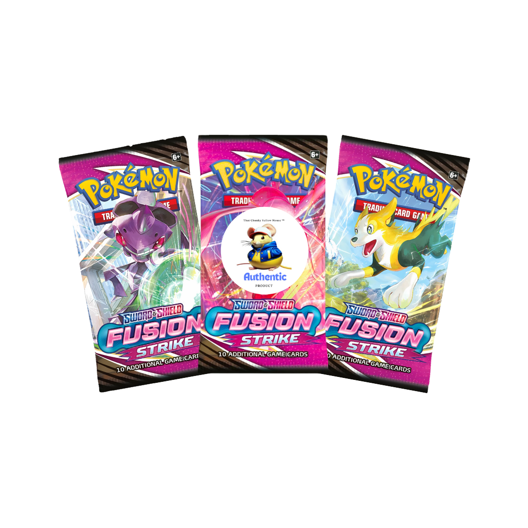 Fusion Strike Pokemon Booster Packs Triple Pack | Collectible Trading Cards | 3 x Pokémon Fusion Strike Booster Packs | TCYM Authentication | 3 Pokemon Card Packets from Booster Box |