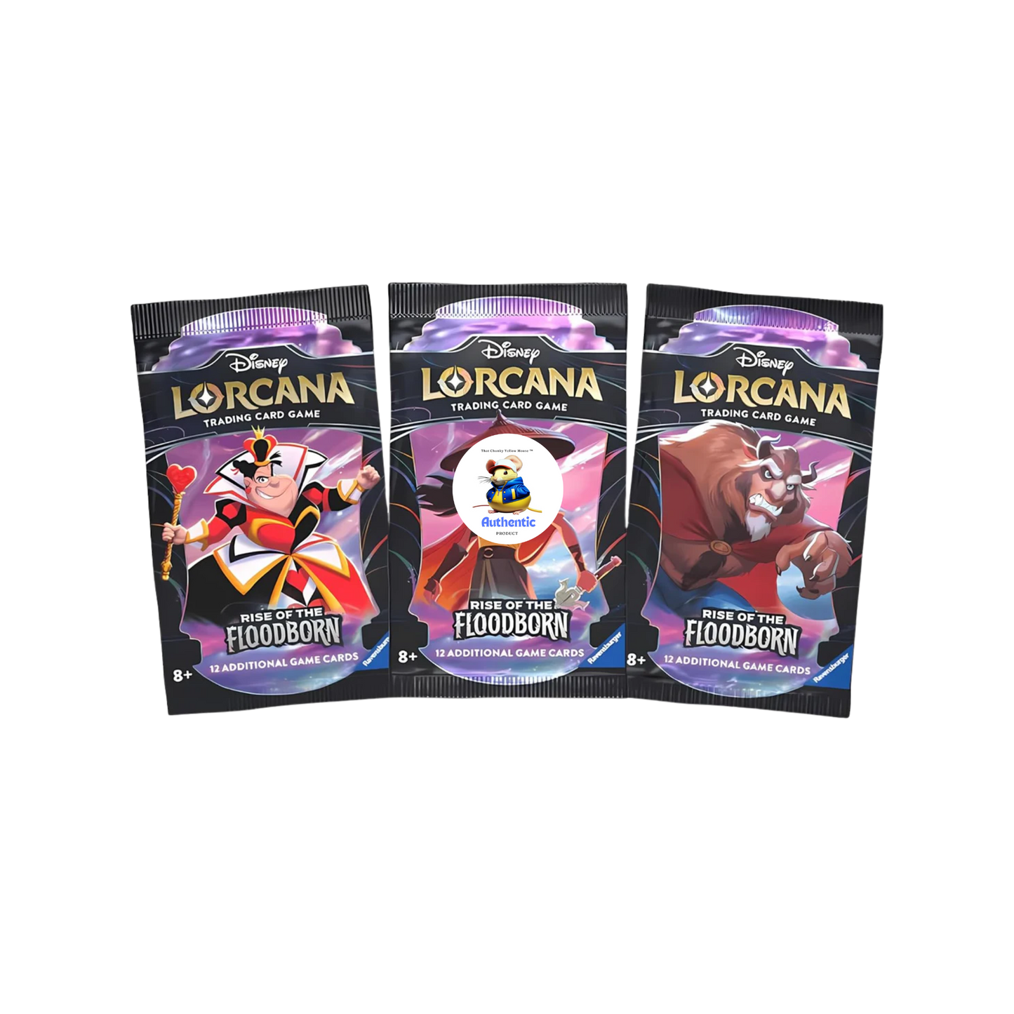 Rise of the Floodborn 3 Packs | Lorcana Art Set 3 Unique Packs | Trading Cards in 3 Booster Packs | For Collectors Disney Lorcana | Rise of the Floodborn Contains 12 Cards Per Pack + TCYM Pouch |