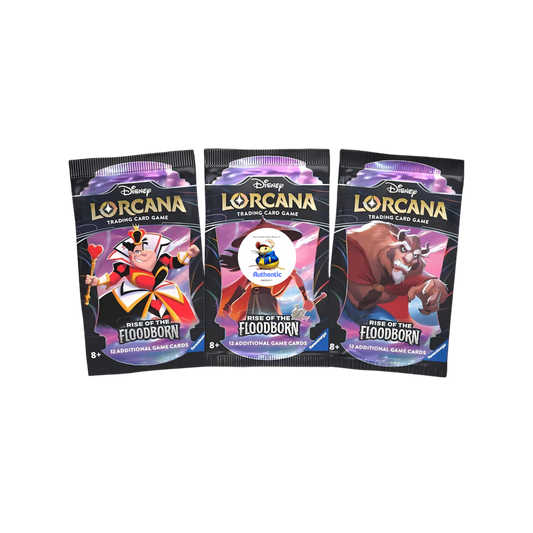 Rise of the Floodborn 3 Packs | Lorcana Art Set 3 Unique Packs | Trading Cards in 3 Booster Packs | For Collectors Disney Lorcana | Rise of the Floodborn Contains 12 Cards Per Pack + TCYM Pouch |