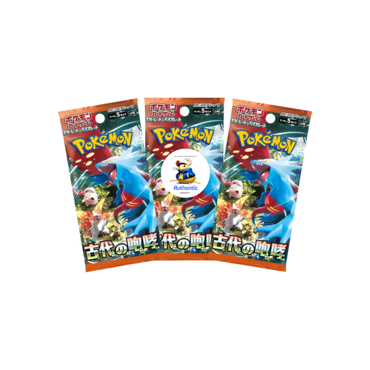 3 x Ancient Roar Japanese Pokemon Booster Packs | Scarlet & Violet Set | Pokémon Trading Cards in 3 Booster Packs | TCYM Authenticated | Pokemon TCG Pack | Japanese Paradox Rift
