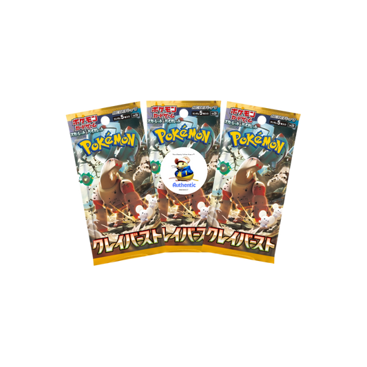3 x Clay Burst Japanese Pokemon Booster Packs | Scarlet & Violet Set | Pokémon Trading Cards in 3 Booster Packs | TCYM Authenticated | Pokemon TCG Pack | Japanese Paldea Evolved