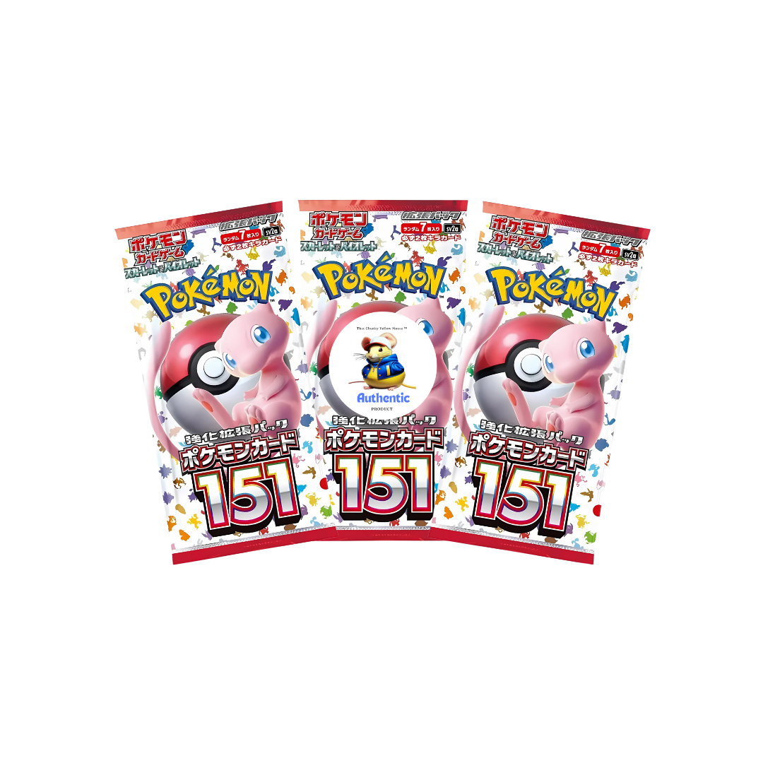 3 x Pokemon 151 Booster Packs Japanese Pokemon Cards Pack 3 Pack Bundle includes Japanese Pokemon Cards in Sealed Pokemon Booster Packs for Pokémon Cards Collection | TCYM Authenticated