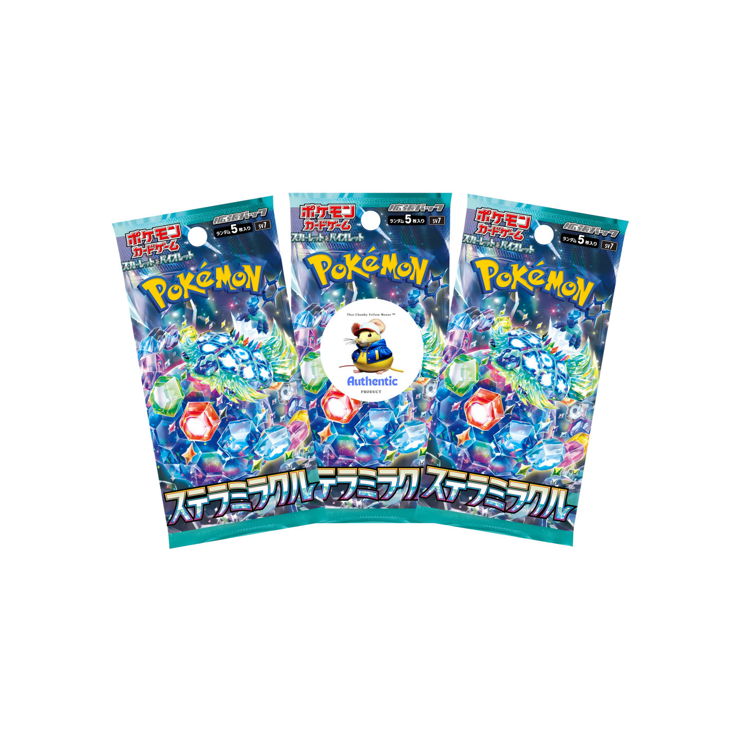 3 x Stellar Miracle Japanese Pokemon Booster Packs | Scarlet & Violet Set | Pokémon Trading Cards in 3 Booster Packs | TCYM Authenticated | Pokemon TCG Pack | Japanese Stellar Crown