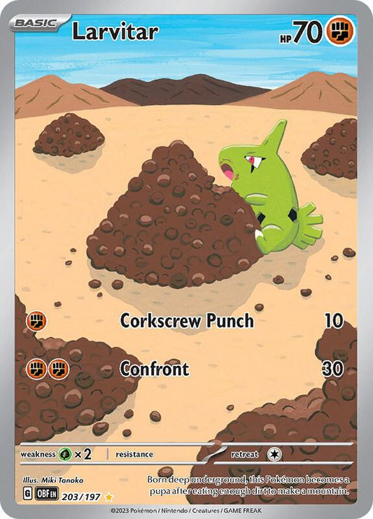 Larvitar Illustration Rare 203/197 Obsidian Flames