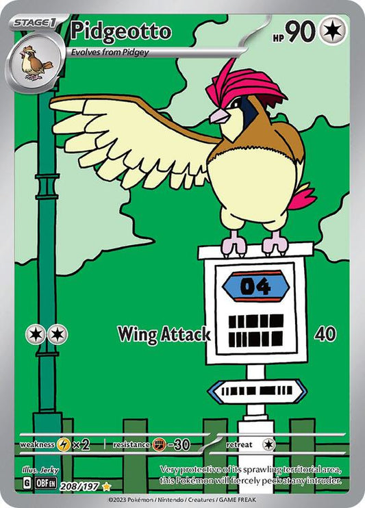 Pidgeotto Illustration Rare 208/197 Obsidian Flames