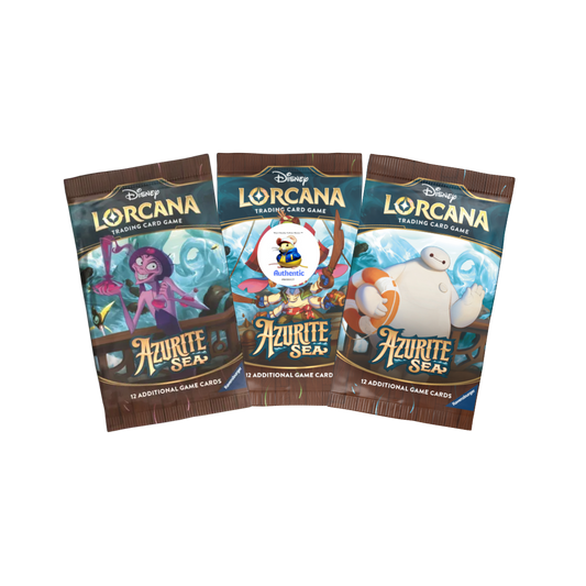 Azurite Sea Lorcana Set | 3 x Disney Trading Cards Booster Packs | Azurite Seas Lorcana 3 Booster Packs Featuring Stitch and Moana | Newest Set of Lorcana Cards for Collectors and Enthusiasts |