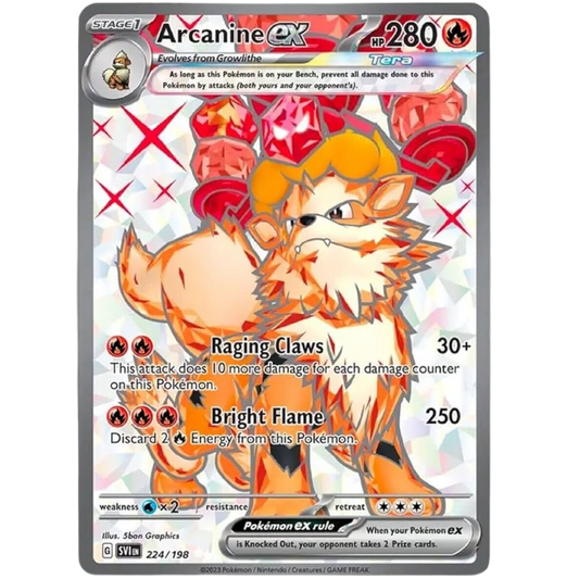 Pokemon - Arcanine ex 224/198 - Scarlet & Violet - Ultr Rare - Full Art