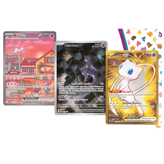Pokemon 151 Ultra Premiem Collection Promo Card Set - Mew Ex - Mewtwo - Black Star Promo SVP 053 - SVP 052 - Mew ex Metal Card