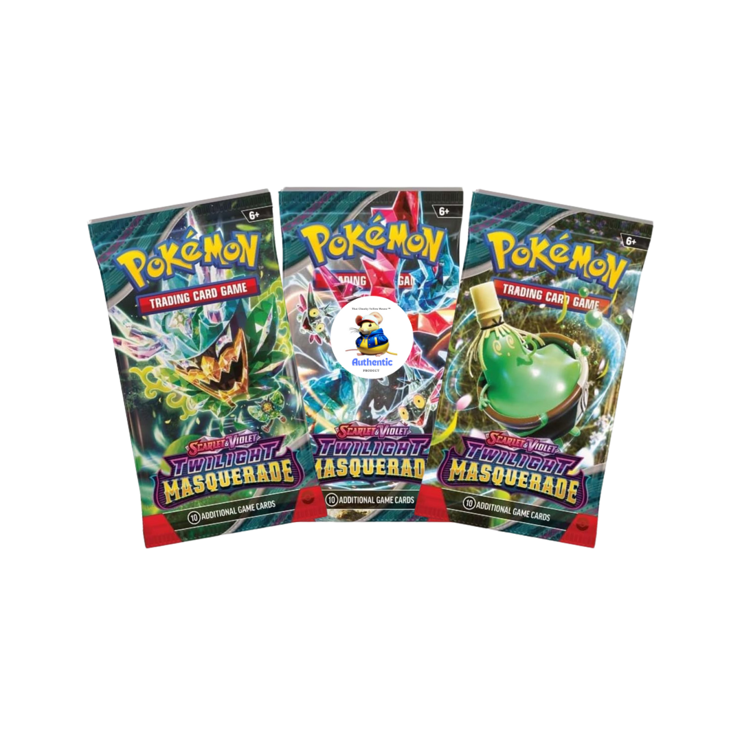 3 x Pokemon Twilight Masquerade Booster Packs | Scarlet & Violet Set | Pokémon Trading Cards in 3 Booster Packs | Authentic | Pokemon TCG Pack c 3 + TCYM Pouch |