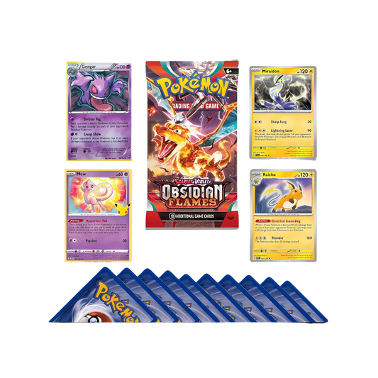 Pokemon Card Mystery Packs including Rares, Holos and V VMAX EX + That Chunky Yellow Mouse ™ Pouch (1 Sealed Pokemon Booster Pack + 50 Assorted Cards including 5 Holos)