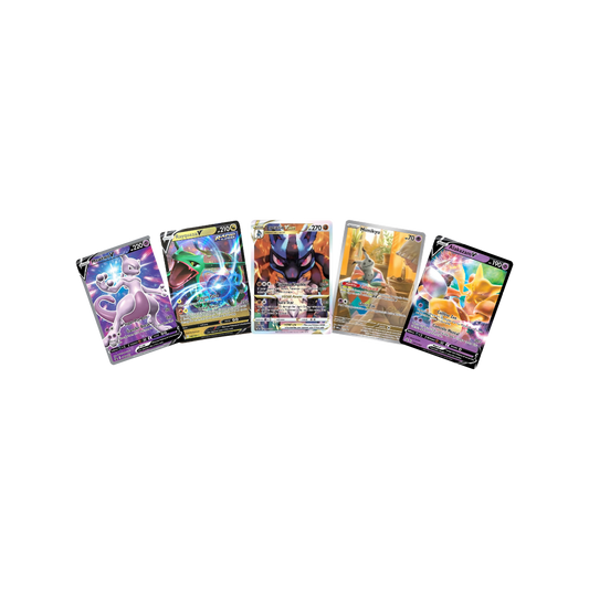 Pokémon Cards: Bundle of 5 Rare Pokemon Cards including V, EX, GX, Full Art, Illustration Rare or Trainer Gallery Pokemon Cards stored in a That Chunky Yellow Mouse ™ Gift Pouch