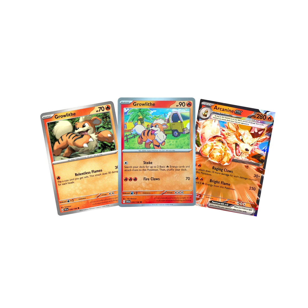 Arcanine ex 032/198 Double Rare - Scarlet & Violet - Pokemon Evolution 3 Card Lot -