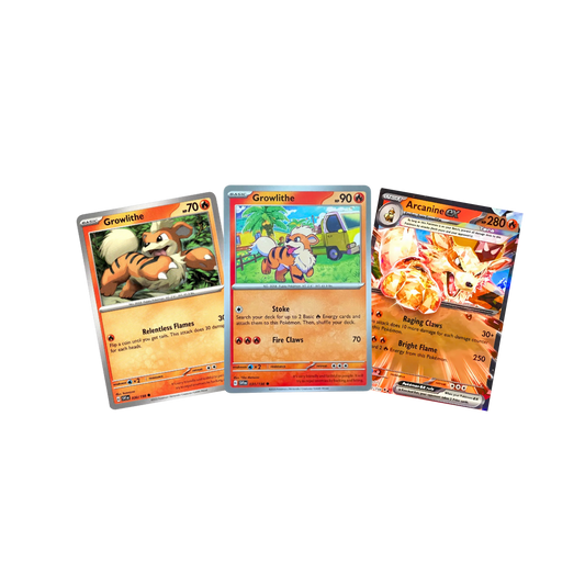 Arcanine ex 032/198 Double Rare - Scarlet & Violet - Pokemon Evolution 3 Card Lot -